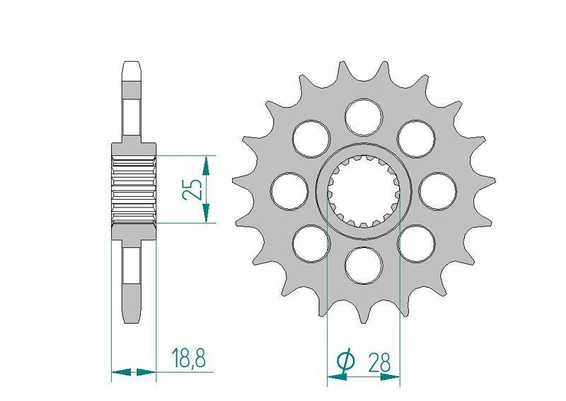 Afam Steel Standardowy przedni sprock 61602 - 525