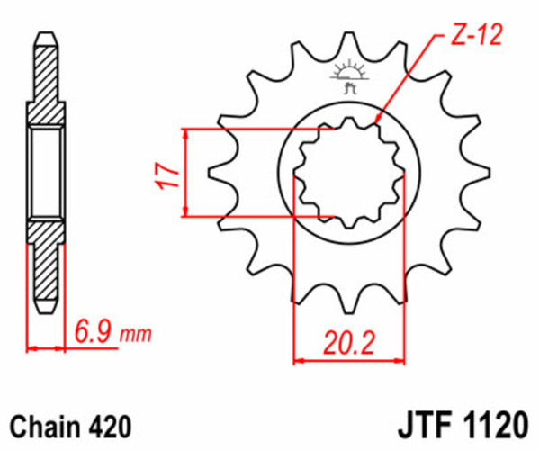JT Sprock's Steel Standard Front Sprocket 1120 - 420 JTF1120.10