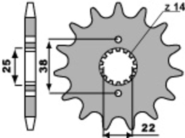 PBR stalowy standardowy przedni sprock 728 - 530 728 14 18C