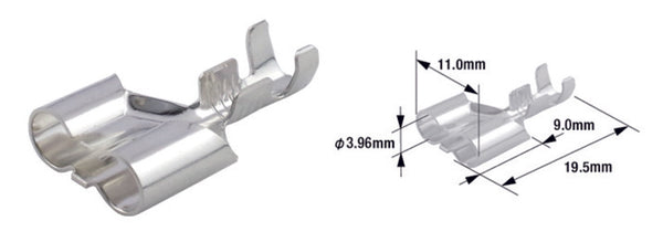 Tourmax Double Female Terminal Pin Universal Bullet-Brass-100-Pack-Etp-05