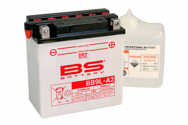 BS Battery High-Performance Battery with Acid Package - BB9L-A2 