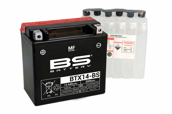 BS Battery Maintenance-Free Battery with Acid Pack - BTX14-BS 