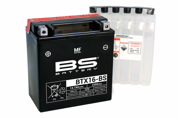 BS Battery Maintenance-Free Battery with Acid Pack - BTX16-BS 