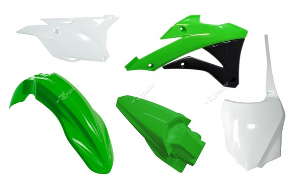 Zestaw plastikowy Racetech Color zielony/biały kawasaki KX85 R-KITKX0-OEM-598