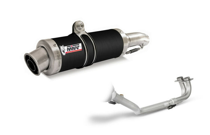 MIVV GP Full Exhaust System - Yamaha T-Max 500 00.73.Y.018.LXB med sportigt ljuddämpare och rostfritt rör, perfekt för prestandaoptimering.