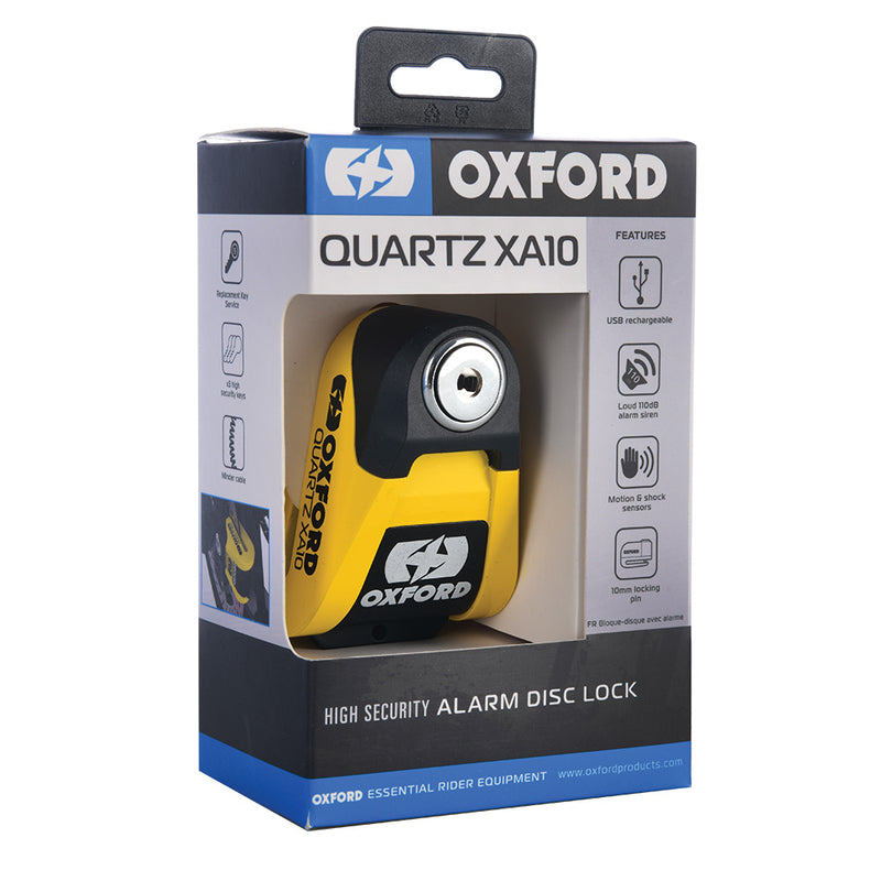 Oxford XA10 Blokada dysku alarmowego - Ø10 mm żółty/czarny LK216