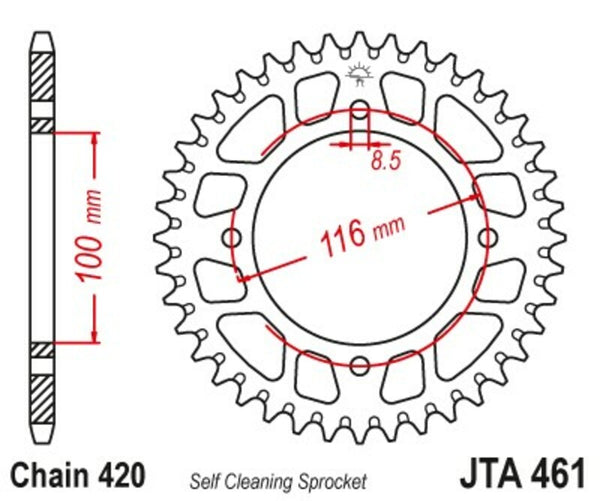 Aluminiowe ultra-lekkie samozlanie się JT Sprock tylne zębate 461-420 JTA461.51BLK