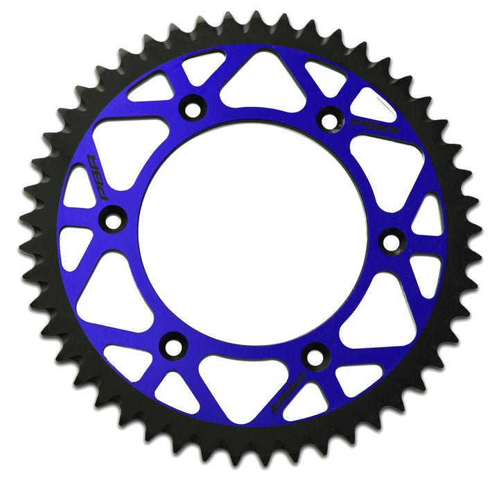 PBR Twin Color Aluminium Ultra-Light Self-Cleaning Hard Anodized Rear Sprocket 702 - 520 702 49 TC4 i blå och svart design. Perfekt för motorcykelchassi och reservdelar inom fordonstillbehör.