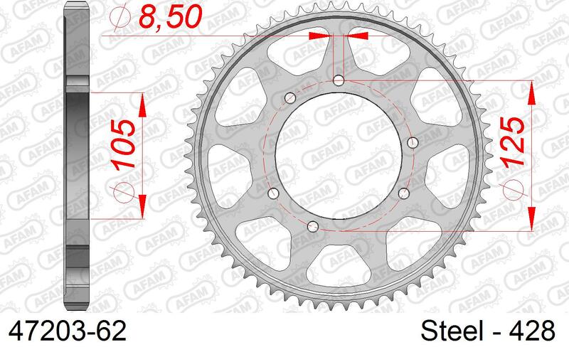 Afam Steel Standard tylny sprock 47203 - 428