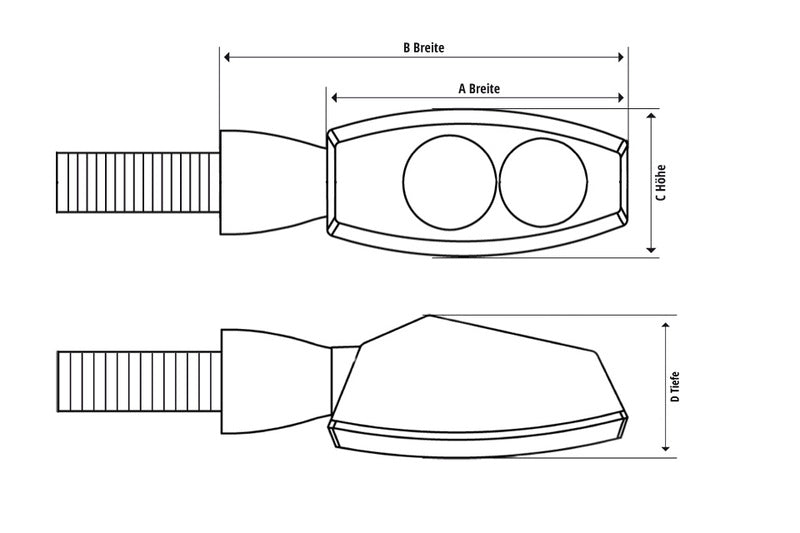 Wskaźniki LED CNC Highsider Little Bronx, czarne, przyciemnione szkło, zatwierdzone przez E, (para) 204-2860