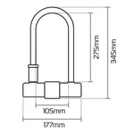 Oxford Magnum U -lock z nawiasem - 170x315 mm LK224