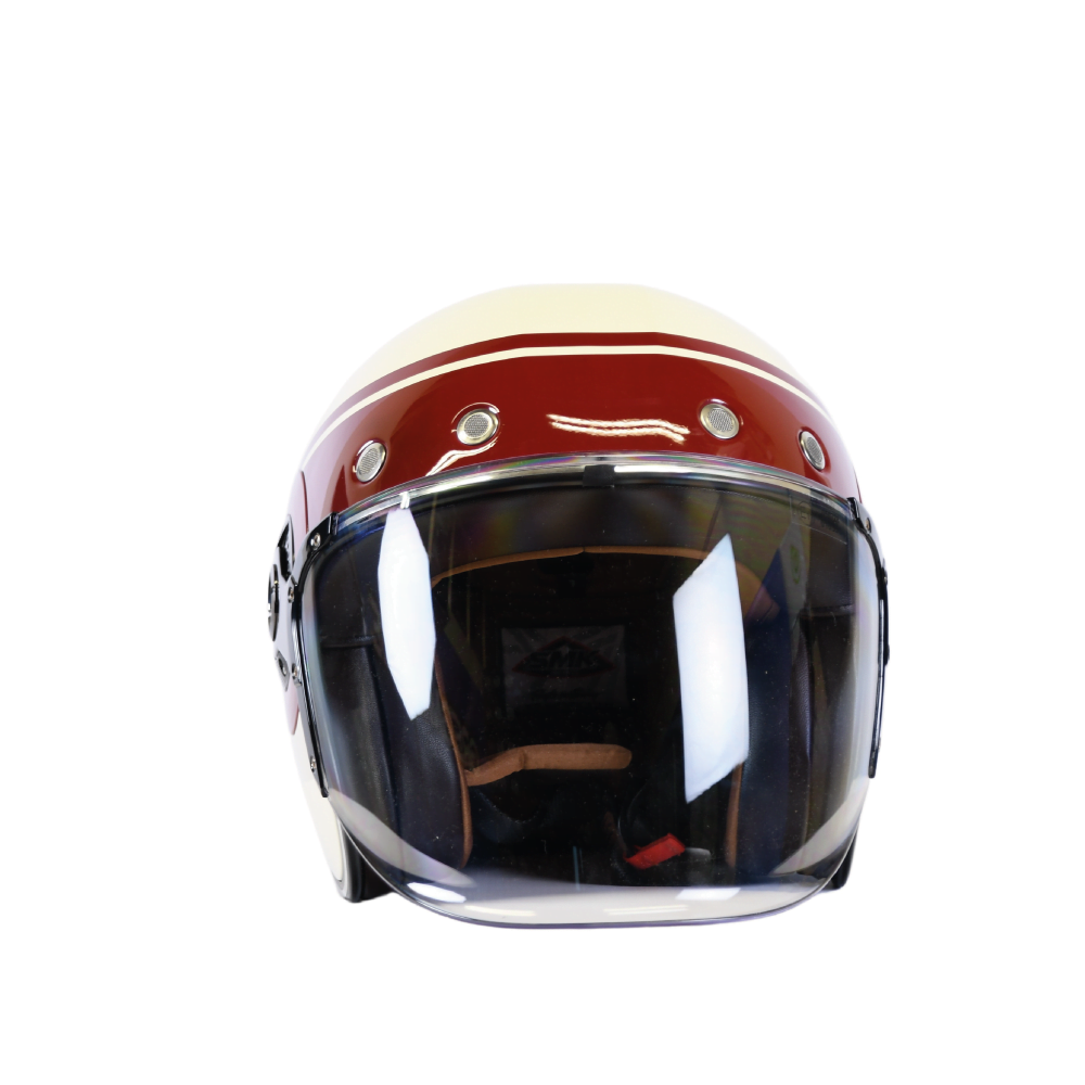 SMK JET MC HELMET RETRO SIEDEM BIAŁY /CZERWONY