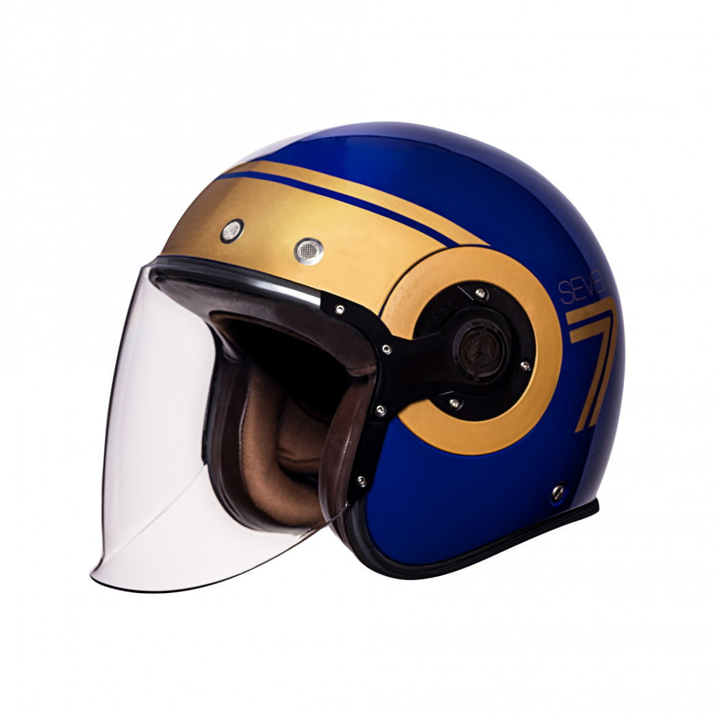 Kask SMK Jet Mc-Hjälm Retro Seven Niebieski 