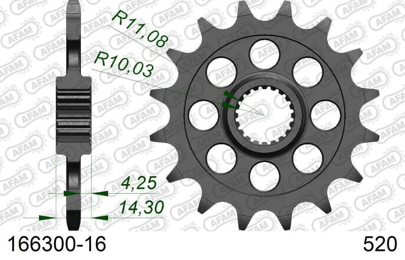 Afam Steel Standardowy przedni sprock 166300 - 520