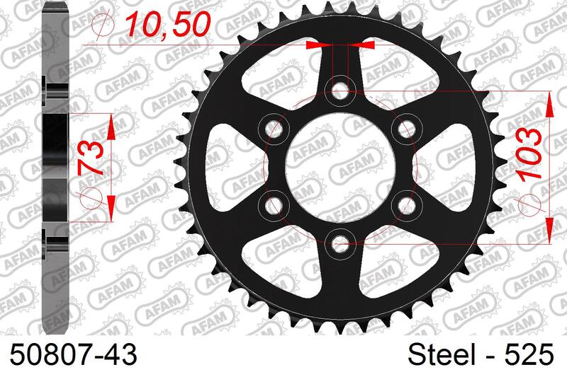 Afam Steel Standard tylny sprock 50807 - 525