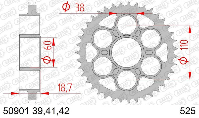 Afam Steel Standard tylny sprock 50901 - 525