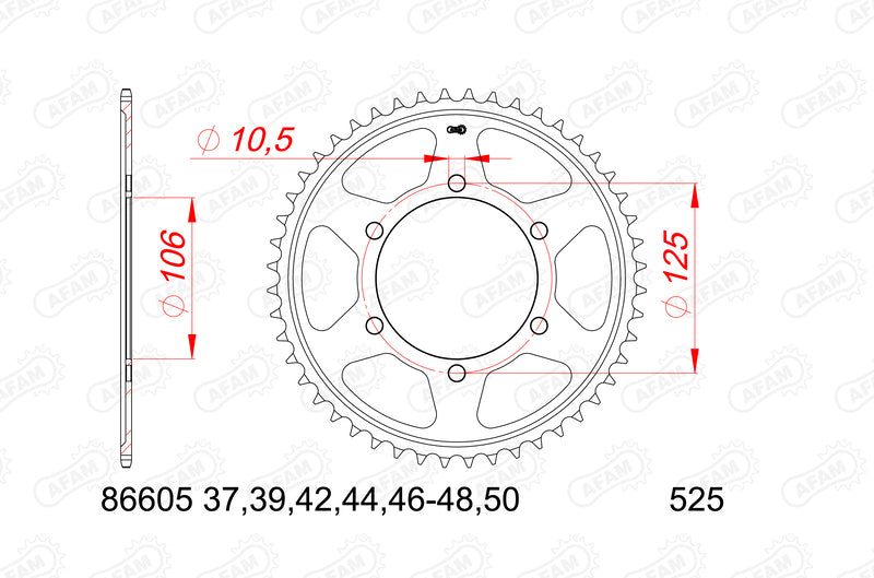 Afam Steel Standard tylny sprock 86605 - 525