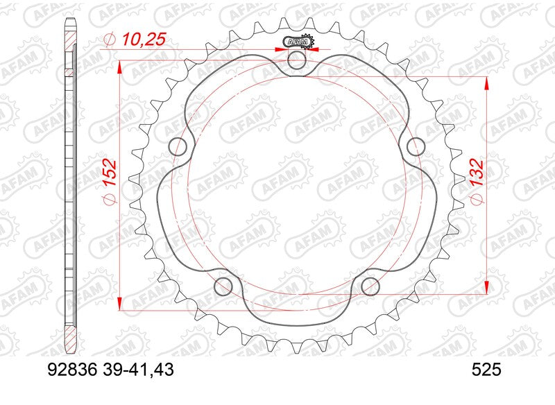 Afam Steel Standard tylny sprock 92836 - 525