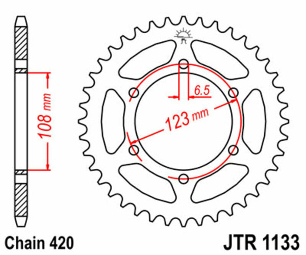 JT Sprock's Steel Standard Rear Sprocket 1133 - 420 JTR1133.59