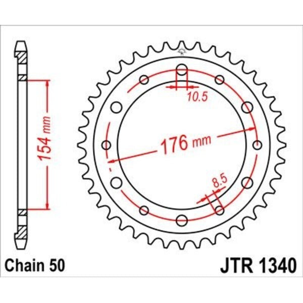 JT SPOCKETY CHINC Standard tylny sprock 1340 - 530 JTR1340.43ZBK