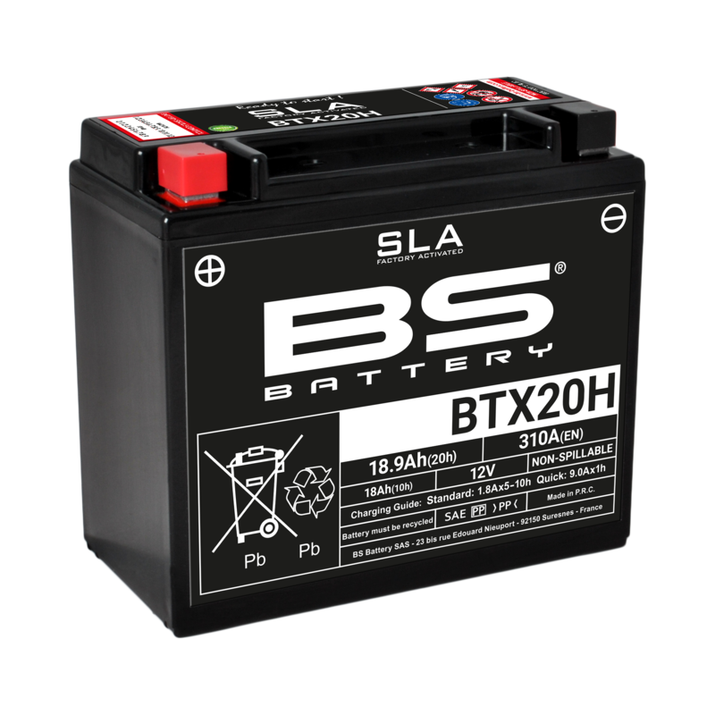 BS BATTERY SLA BATTERY MAINTENANCE FREE FACTORY ACTIVATED - BTX20H