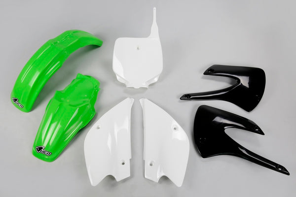 UFO Zestaw plastikowy Kit OEM (2010) Zielone/białe Kawasaki KX85 Kakit214@999