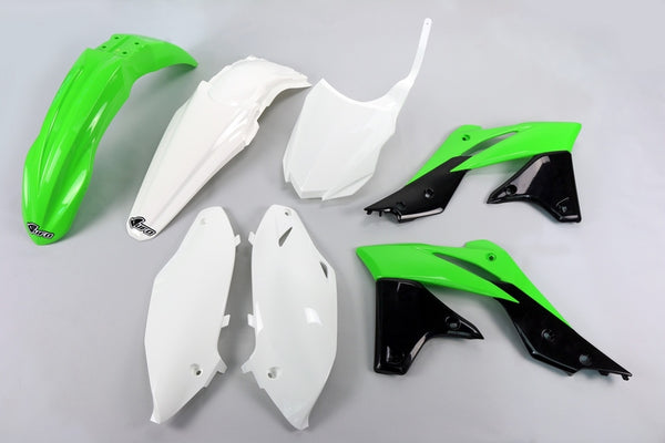 Zestaw plastikowy UFO Kolor OEM (14-15) zielony/biały/czarny Kawasaki KX-F250 Kakit221@999