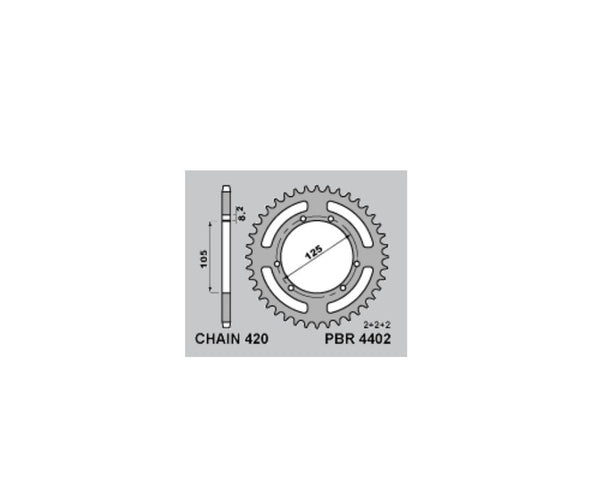 PBR Standard Steel Reary Sprock 4402 - 420 4402 62 F
