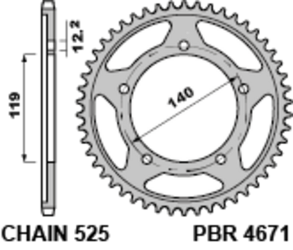 PBR stal stalowy tylny spropet 4671 - 525 4671 44 C45
