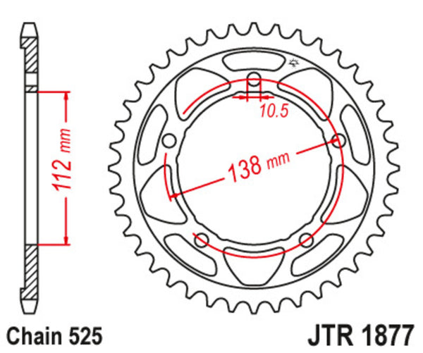 JT SPROCK STEL STANDORY STANDY SPROCK 1877 - 525 JTR1877.45