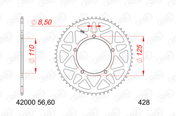 Afam aluminiowy tylny sproces 12000-60 42000-60