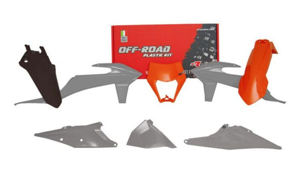 Racetech Plastic Kit 6 części-GREY & Orange R-Kitktm-GR2-523 (Ezberg Rodeo 2023)