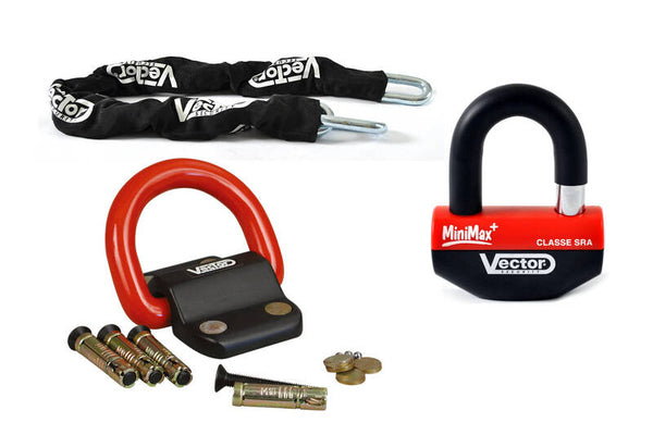 Vector Anti -Theft Kit - Minimax + Disc brake lock Ø16mm + chain Ø13mm / 1.3m + fastening anchor Ø22mm