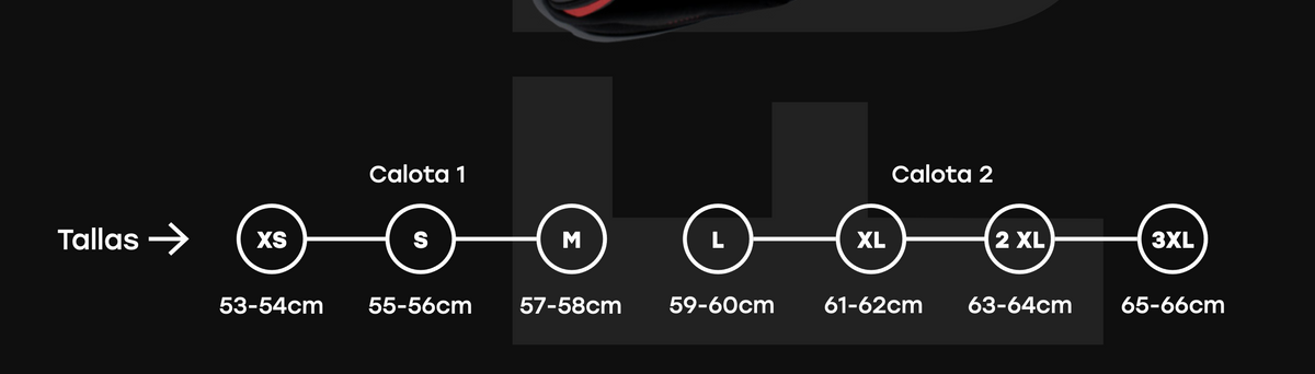 Storlekstabell för MT Helmets Integral Mc-Hjälm Thunder 4 SV Matt Svart, från XS till 3XL, med huvudmått i centimeter.