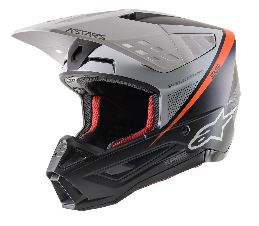 Alpinestars SM5 Rayon Cross MC Helmet Matts Black /White /Fluo-Omange