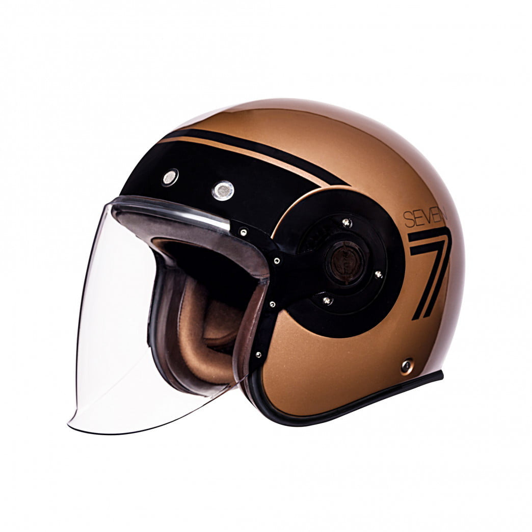 SMK JET MC HELMET RETRO SEVEN BRĄZOWY