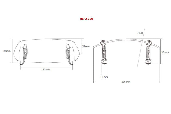 Visor MultiadJUgustable Clip-On 263x95 mm. C/Clear