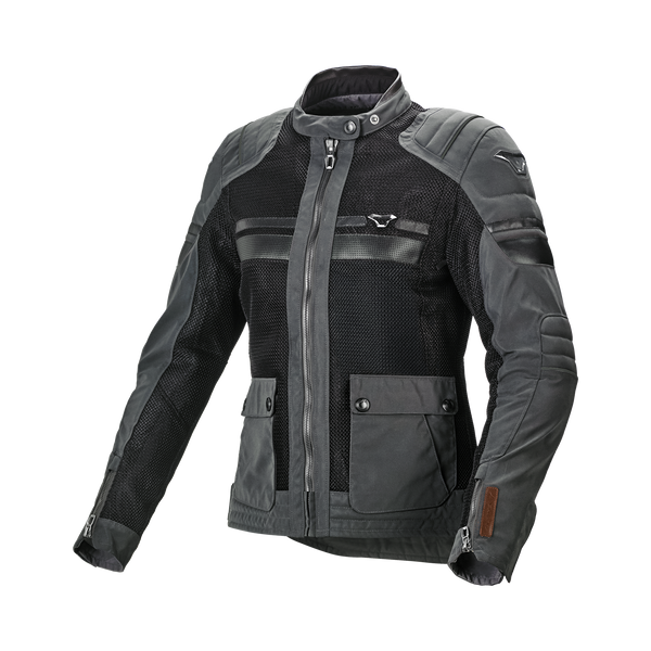 Kurtka motocyklowa Macna, płynne nocne oko czarne/czarne nocne oko/brązowe