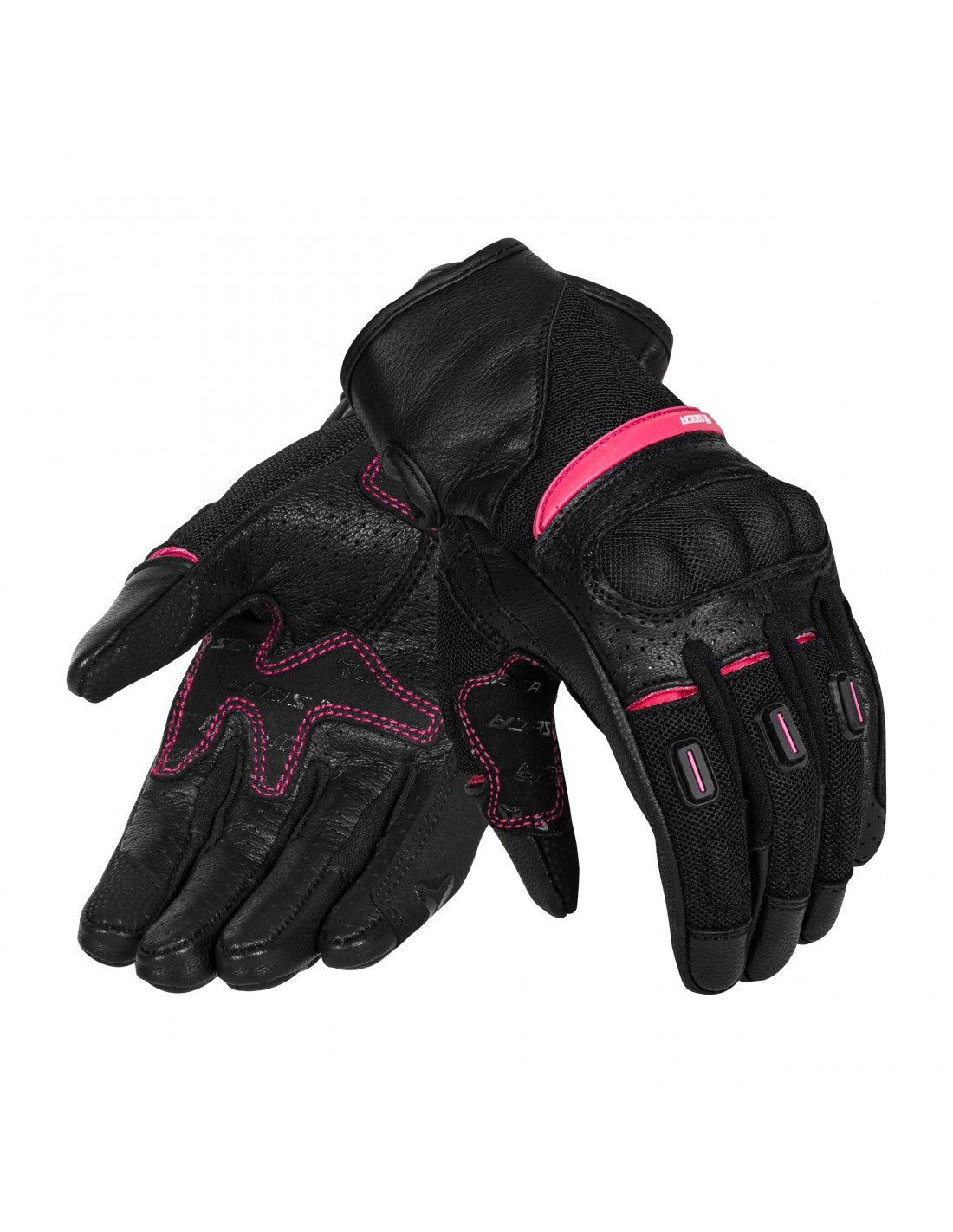 Seca Dam Mc-Handskar Axis Mesh II Svart/Rosa med ventilerande mesh och förstärkt skydd för motorcykelförare. Perfekt för säkerhet och komfort.