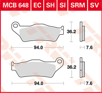 TRW Brake Pad Organiczny -125 MCB648EC