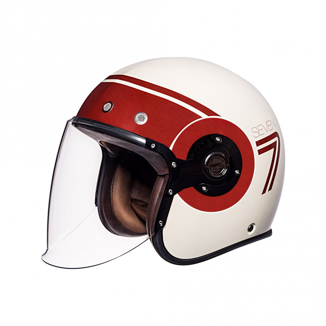 SMK JET MC HELMET RETRO SIEDEM BIAŁY /CZERWONY