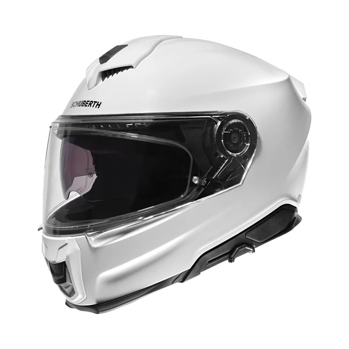 Schuberth Integral Mc-Hjälm S3 Vit med aerodynamisk design och integrerat visir, perfekt för stadskörning och säkerhet.