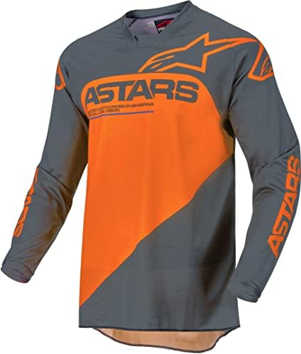 Alpinestars Crosströja Supermatic i orange och grått med långärmad design och logotypdetaljer. Perfekt för motocross och offroad-körning.