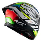 MT Helmets Integral Mc-Hjälm Thunder 4 SV Drax Blå bakifrån med detaljerad grafik, DOT-certifiering och aerodynamisk design.